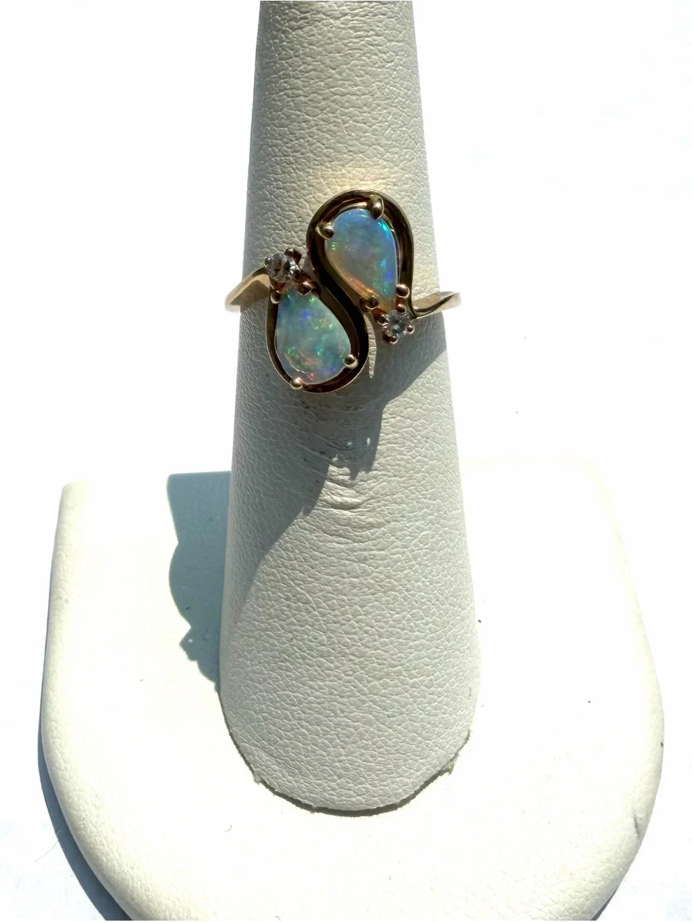 10k Yellow Gold Opal and Diamond Ring